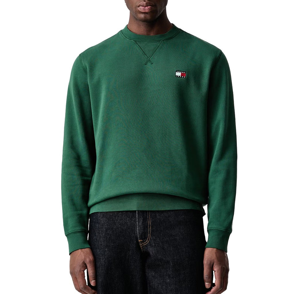 Tommy Jeans Regular Fit Sweater met fleece binnenkant – Donkergroen