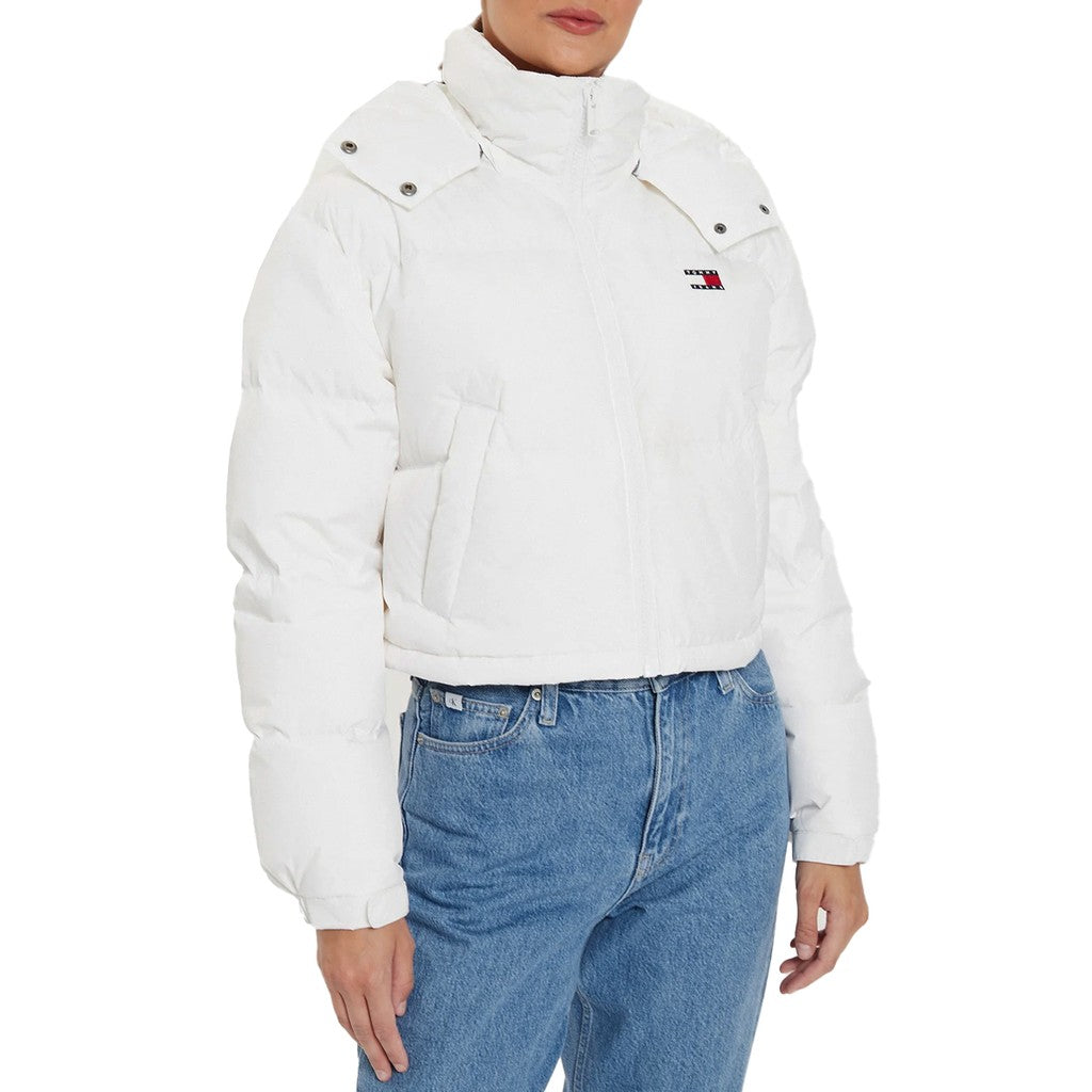 Tommy Jeans Alaska Pufferjas met capuchon en trekkoord – Gebroken wit