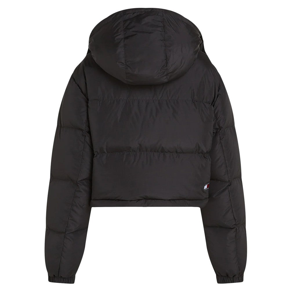 Tommy Jeans Alaska Pufferjas met capuchon en trekkoord – Zwart