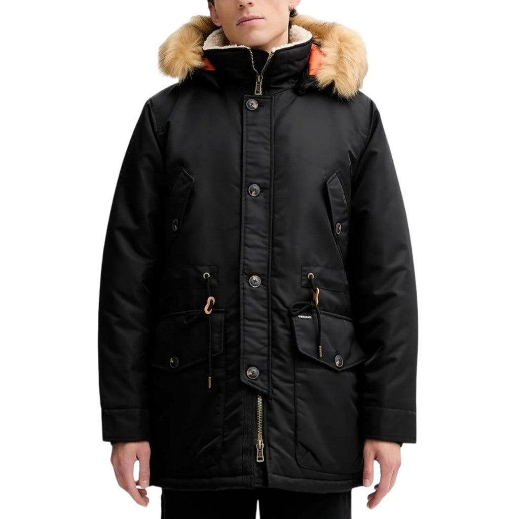 Guess Jas met capuchon en trekkoord – Zwart