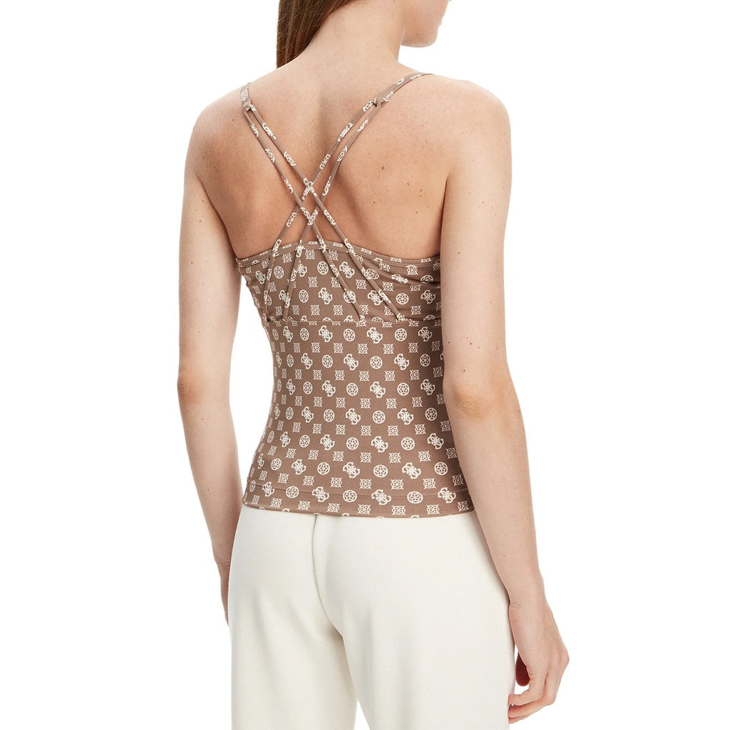 Guess Top met bedrukt logo – Bruin / Beige