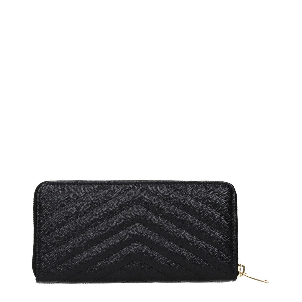 Saint Laurent Ruime portemonnee met goudkleurige details – Zwart