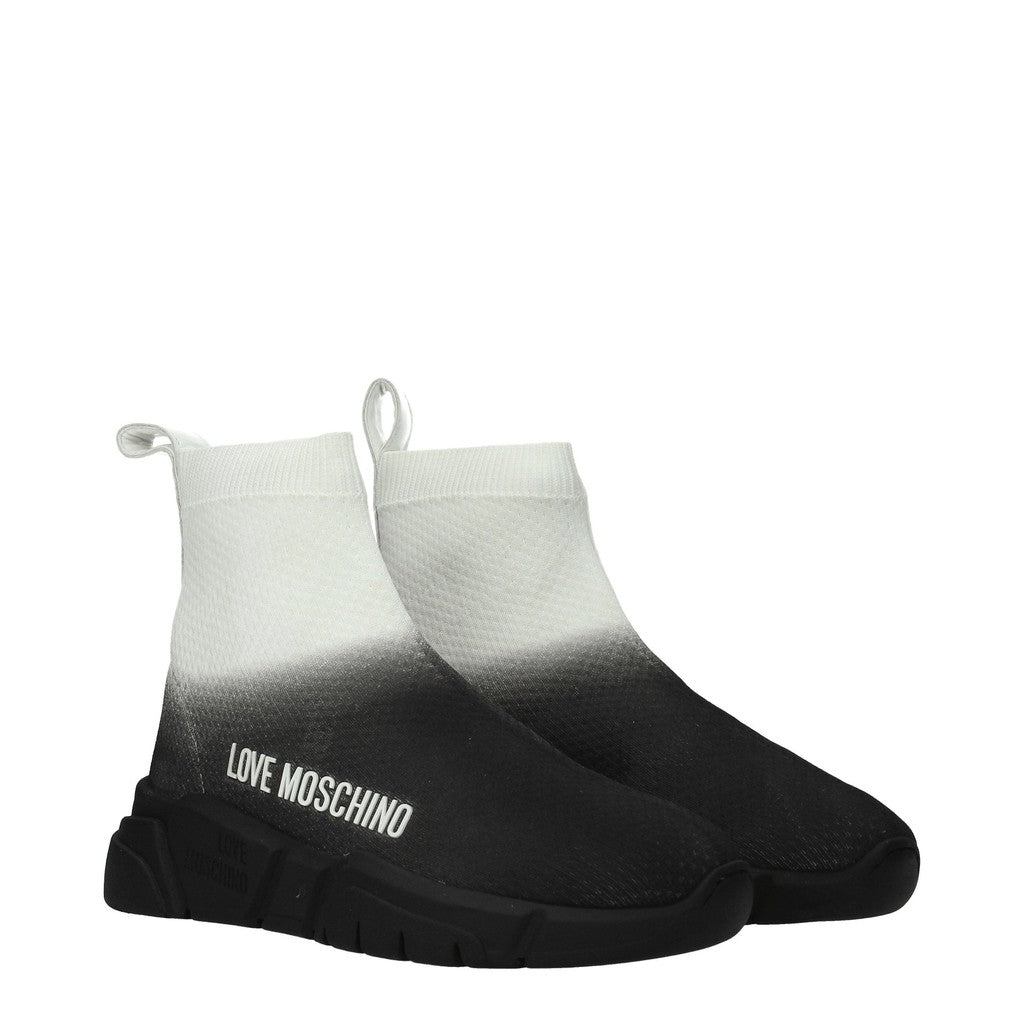 Love Moschino Stoffen sneakers met rubberen zool – Zwart / Wit