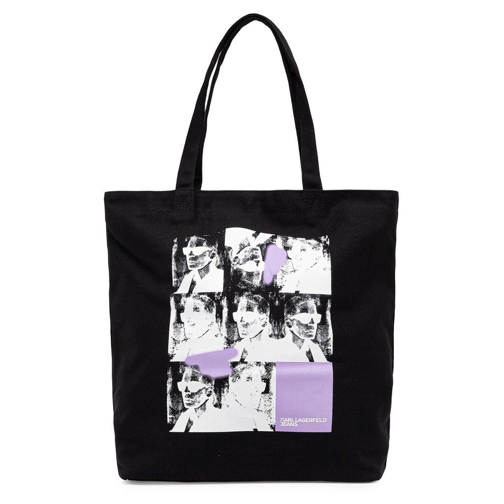 Karl Lagerfeld Shopper met magneetsluiting en bedrukt logo – Zwart