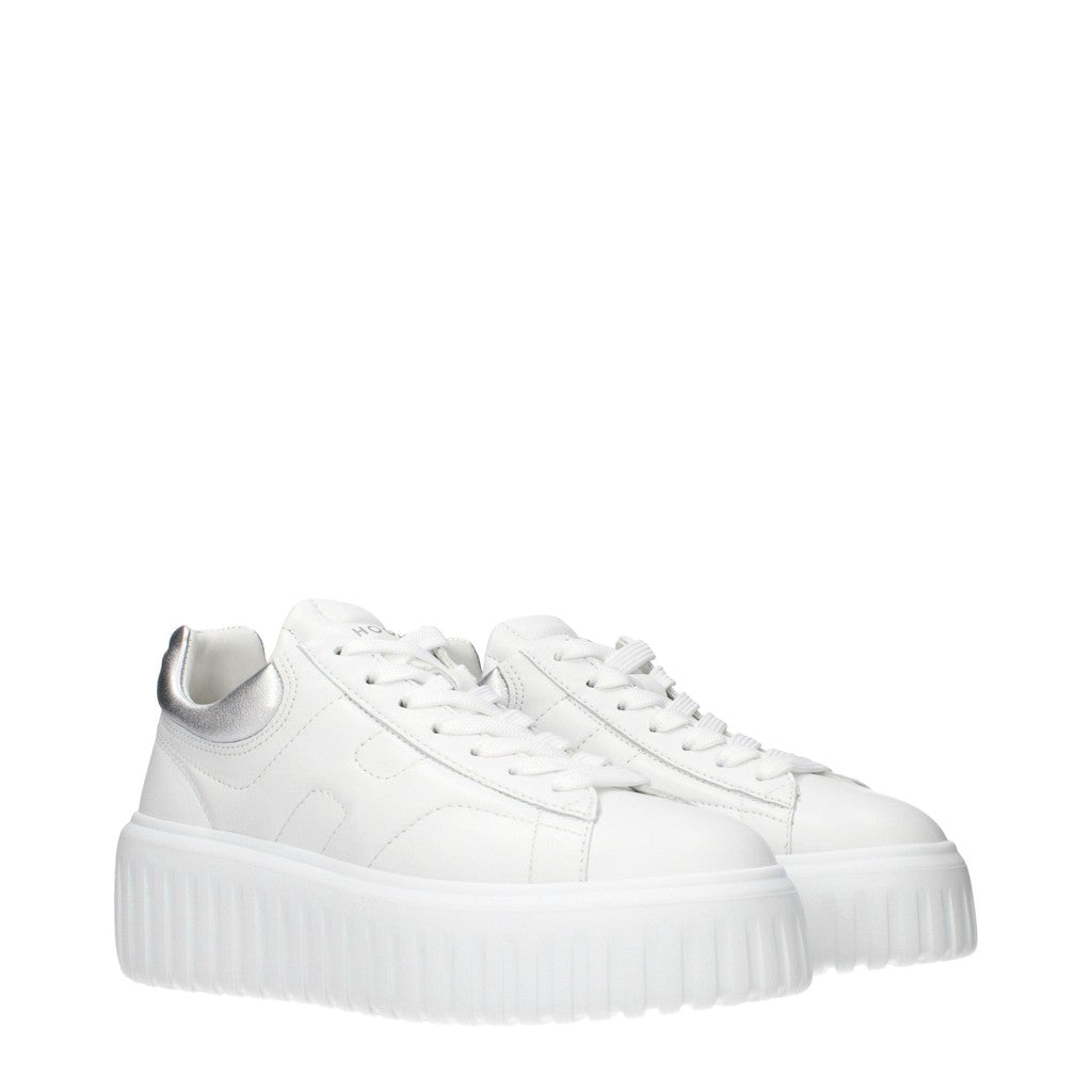 Hogan H-Stripes Leren sneakers met plateauzool – Wit / Zilver