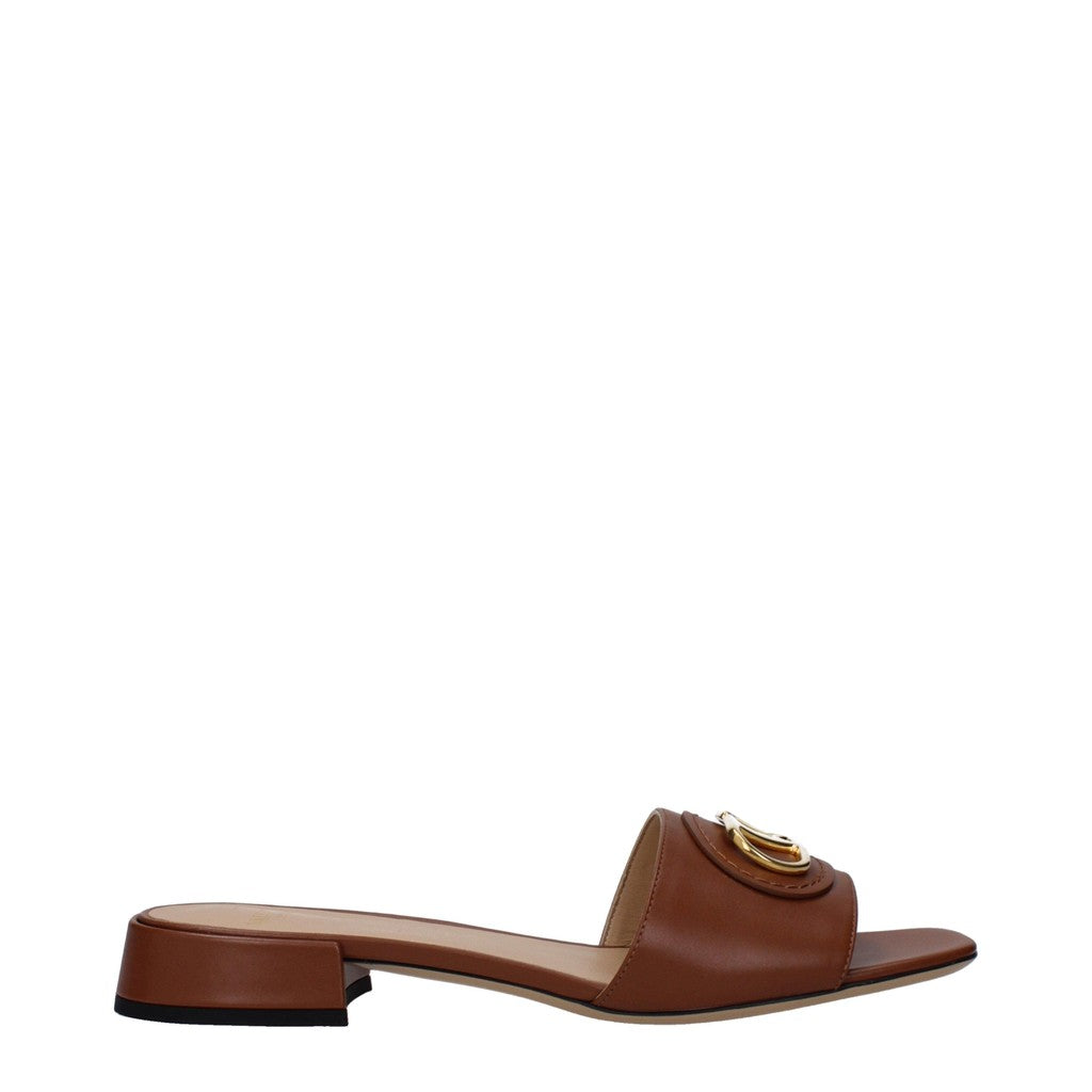 Valentino Garavani Sandalen met zool van leer en rubber – Bruin