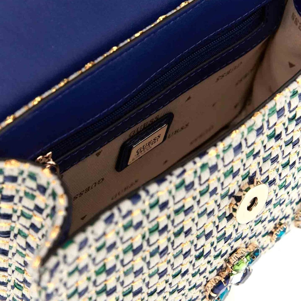 Guess Crossbodytas met magneetsluiting en logo – Beige / Blauw