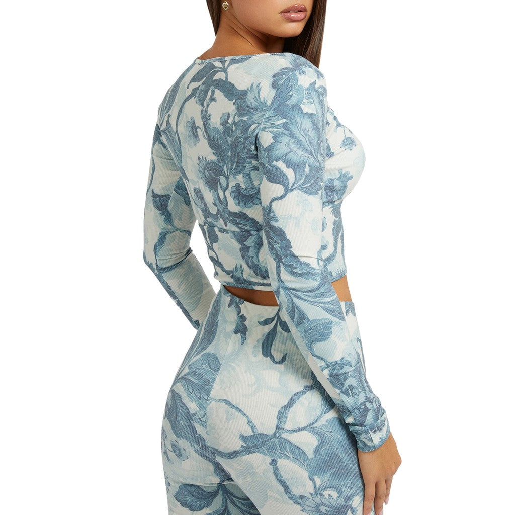 Guess Top met lange mouwen en dessin – Blauw / Wit