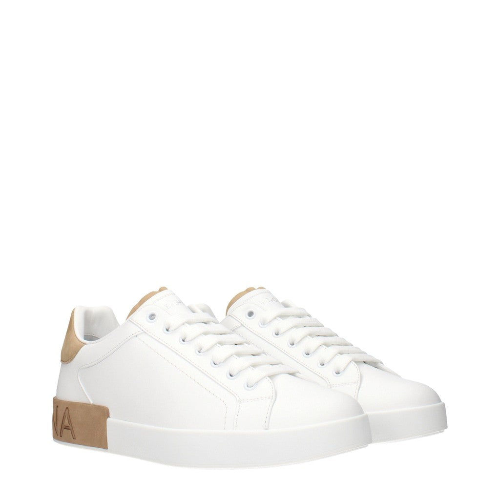 Dolce & Gabbana Sneakers van leer en suède met veters – Wit / Bruin