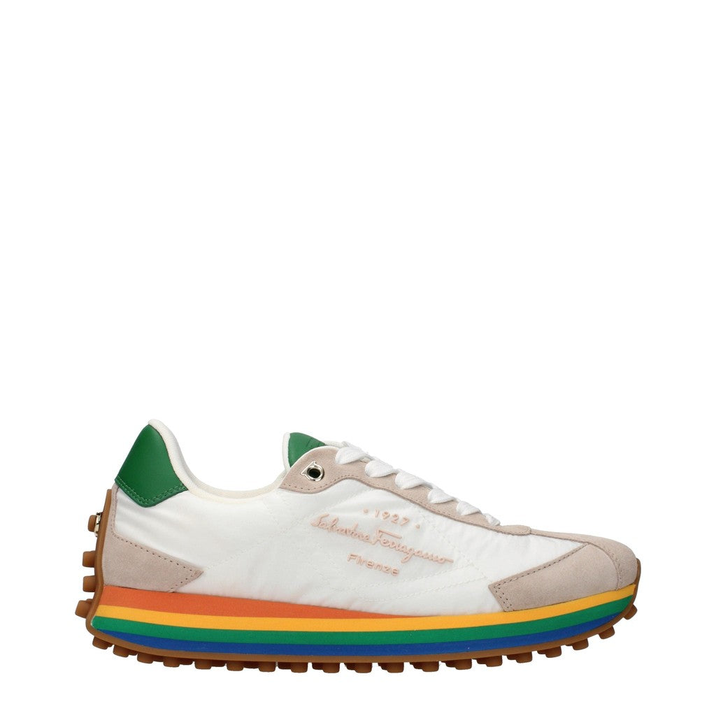 Salvatore Ferragamo Iggy Sneakers van leer en suède – Wit / Beige