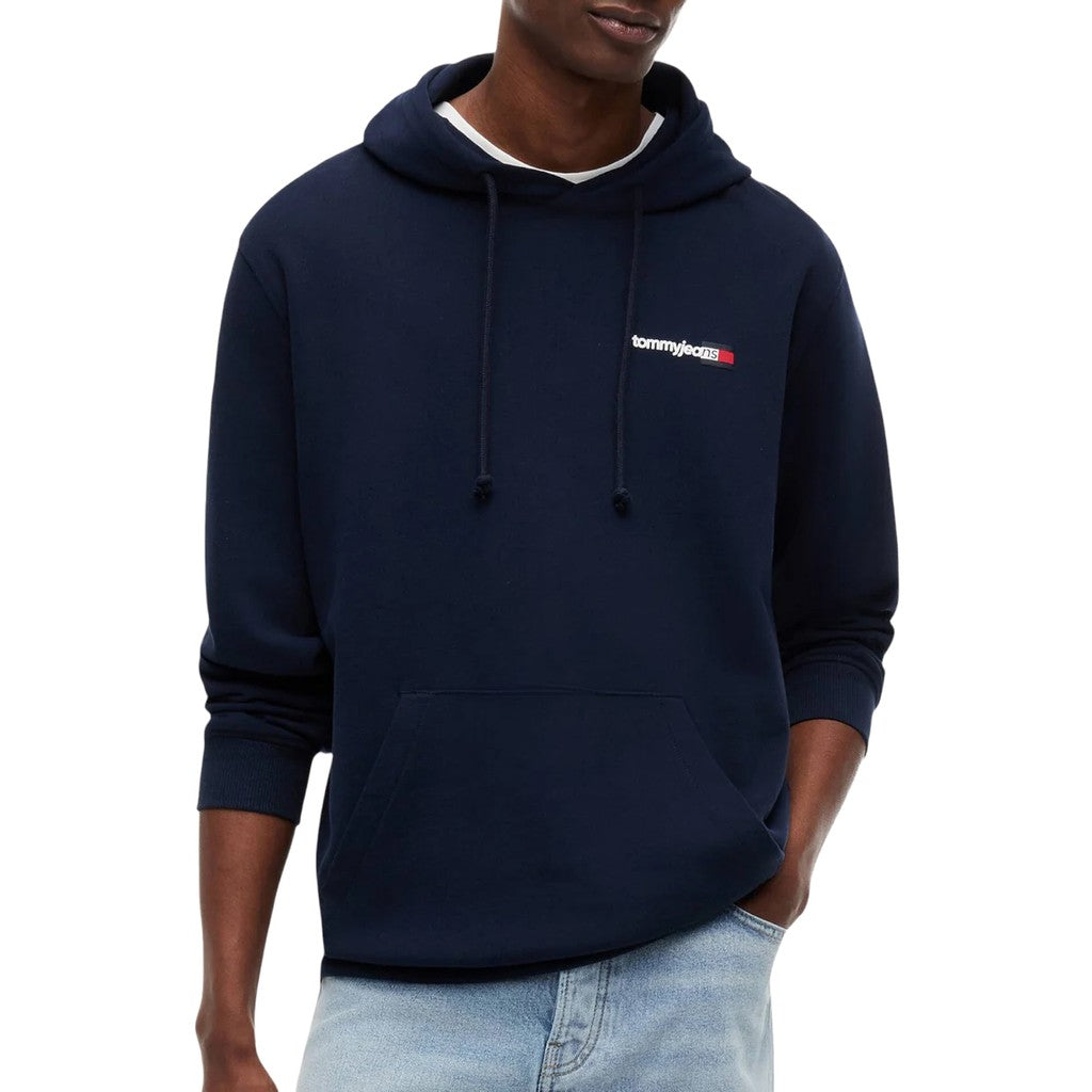 Tommy Jeans Regular Fit Hoodie van geborstelde stof met bedrukt logo – Donkerblauw