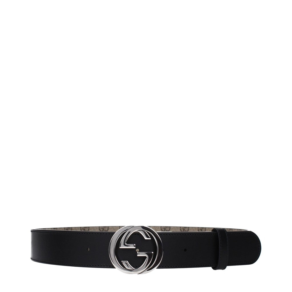 Gucci Riem van stof en leer met palladiumkleurige details – Beige / Zwart