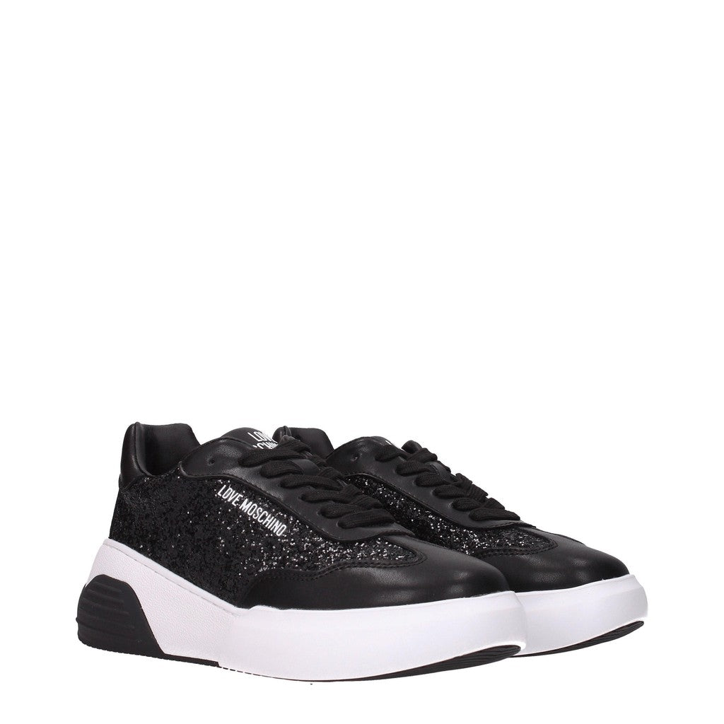 Love Moschino Sneakers met glitter – Zwart