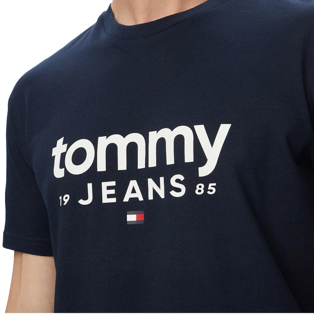 Tommy Jeans Slim Fit T-shirt met ronde hals en bedrukt logo – Donkerblauw