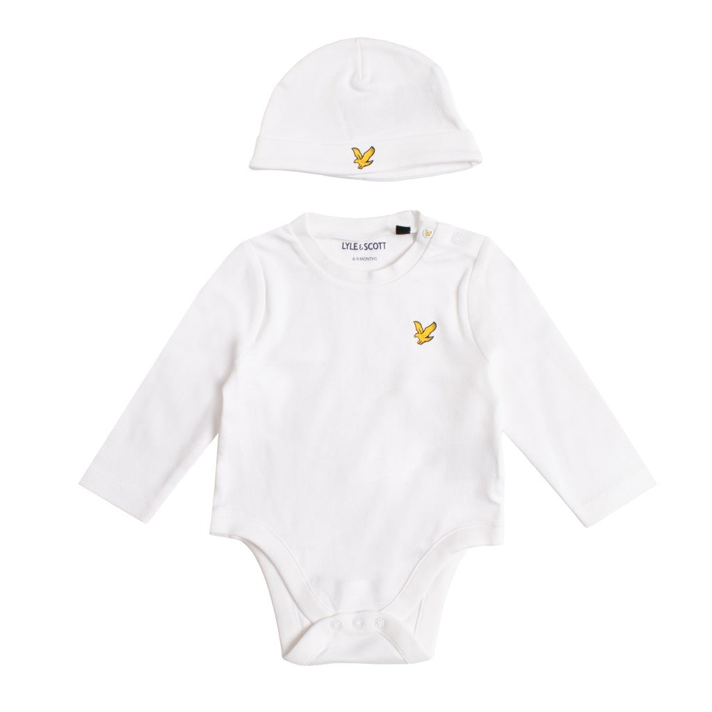 Lyle & Scott Kids Rompertje met muts – Gebroken wit
