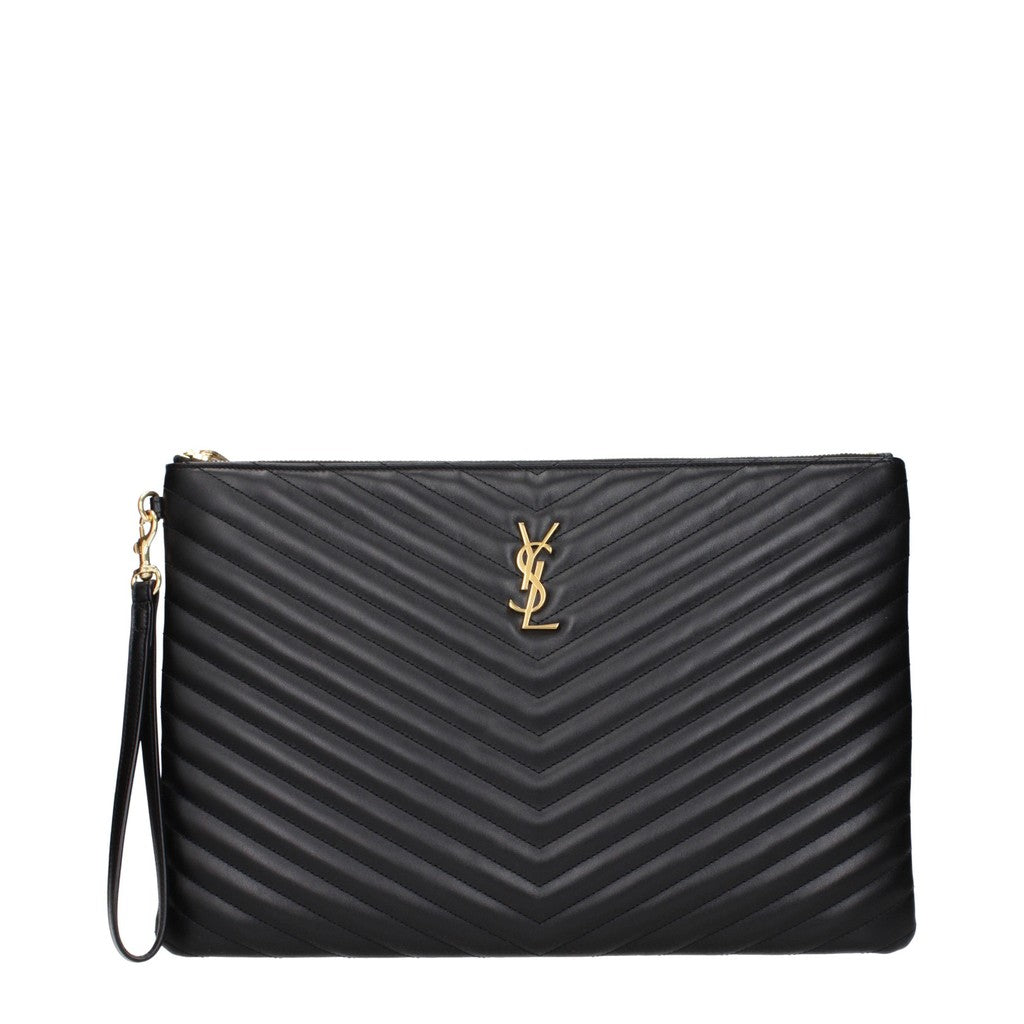 Saint Laurent Gewatteerde clutch – Zwart