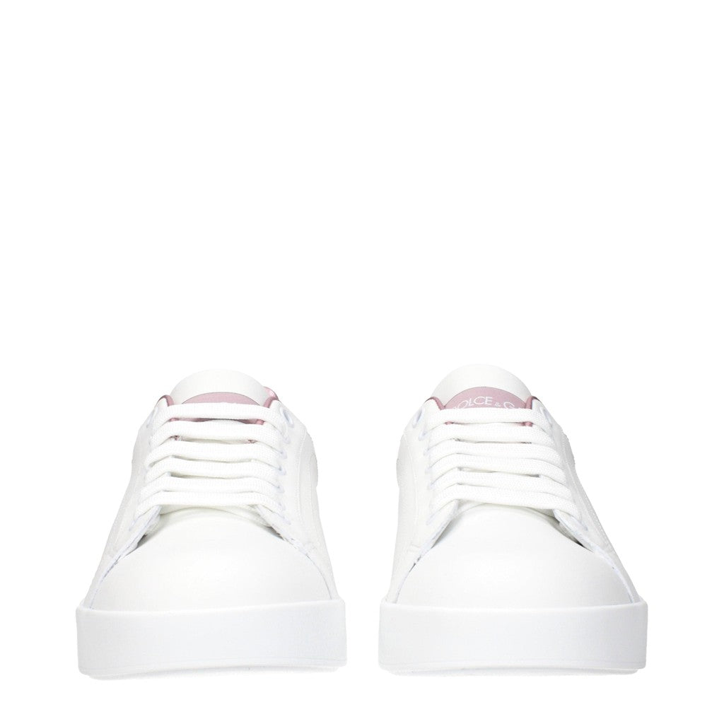 Dolce & Gabbana Leren sneakers – Wit / Roze