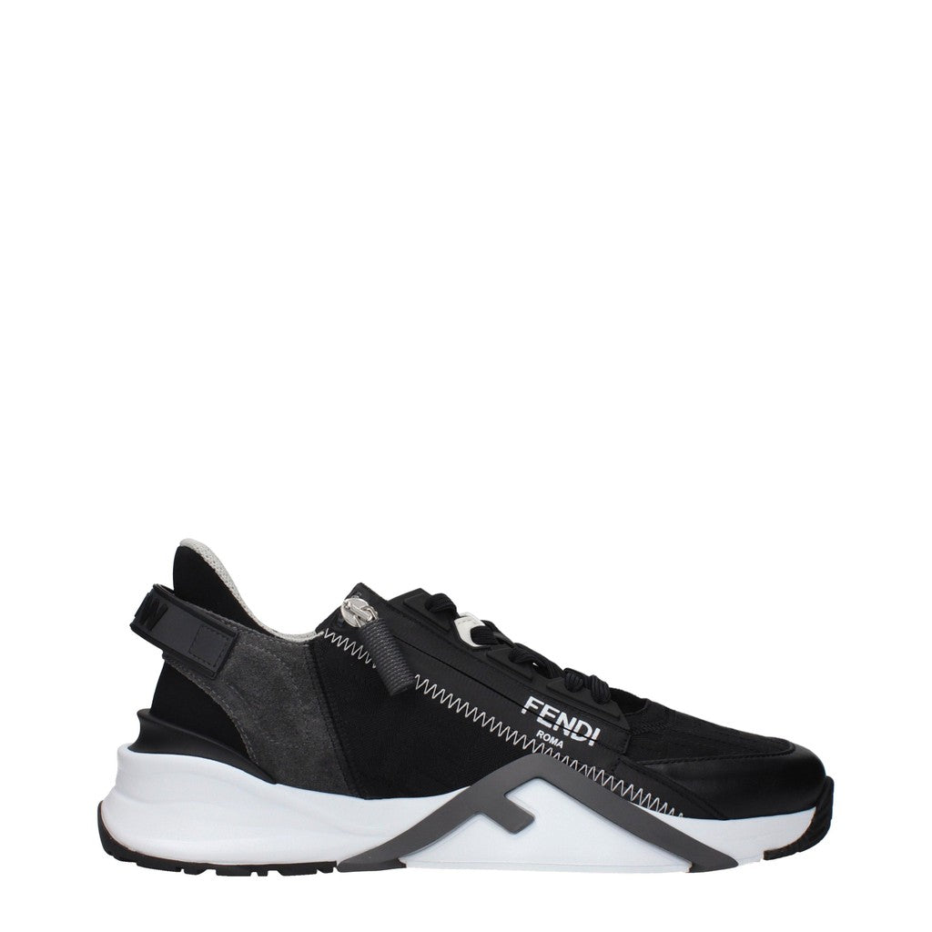 Fendi Sneakers met veters en rits van suède – Zwart