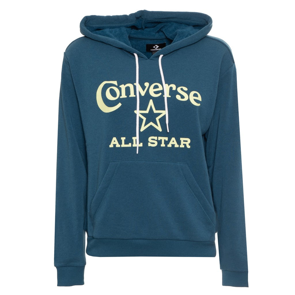 Converse Tweekleurige hoodie met fleece en bedrukt logo – Blauw