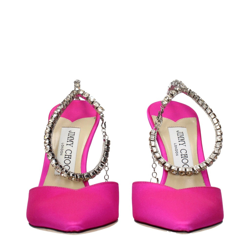 Jimmy Choo Saeda Pumps met puntige neus en haaksluiting – Fuchsia