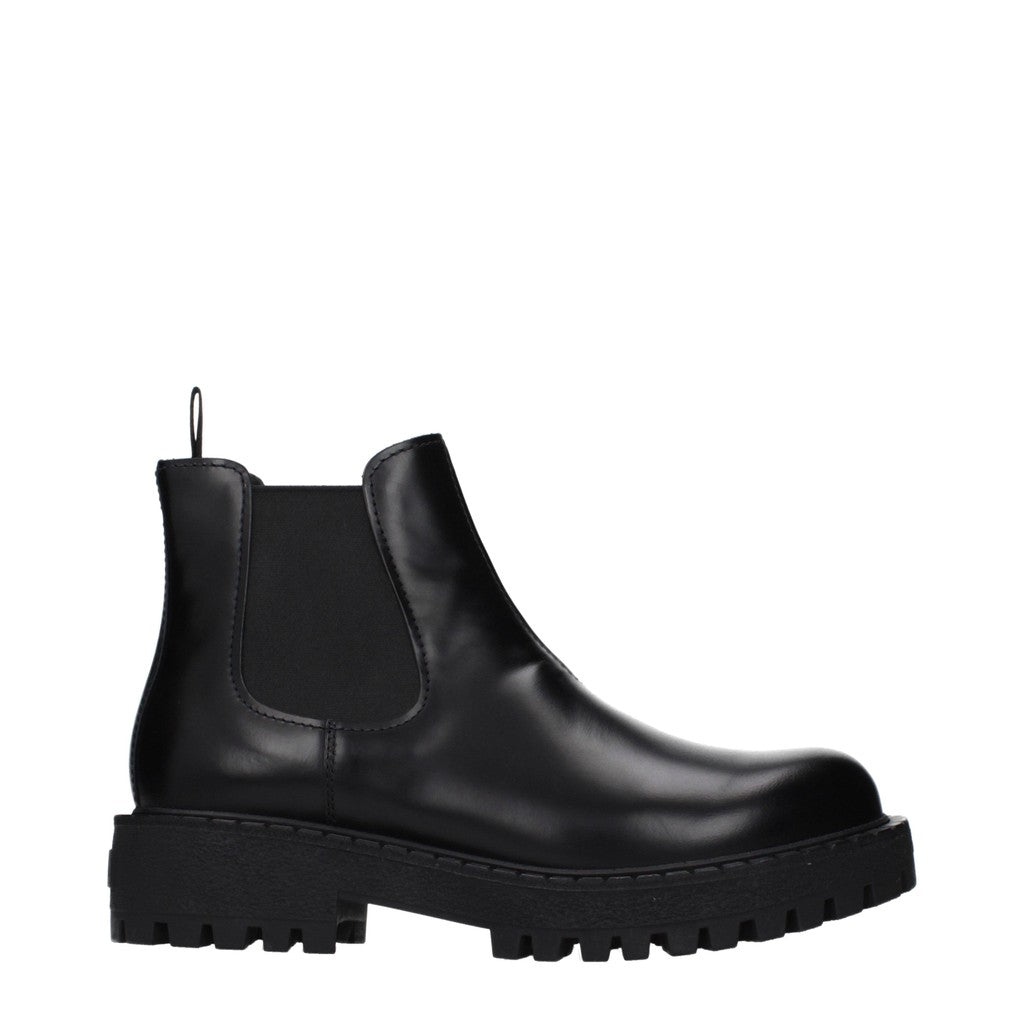 Prada Leren chelsea boots – Zwart