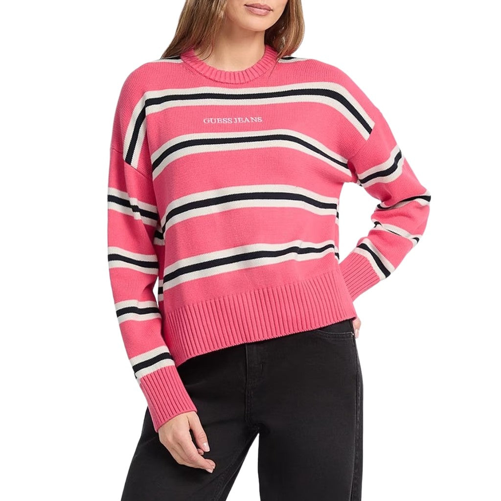 Guess Gestreepte trui met geborduurd logo – Meerkleurig