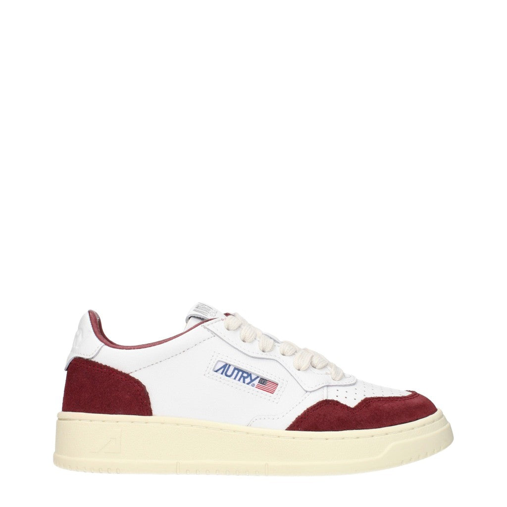 Autry Medalist Sneakers van leer en suède met veters – Wit / Bordeauxrood