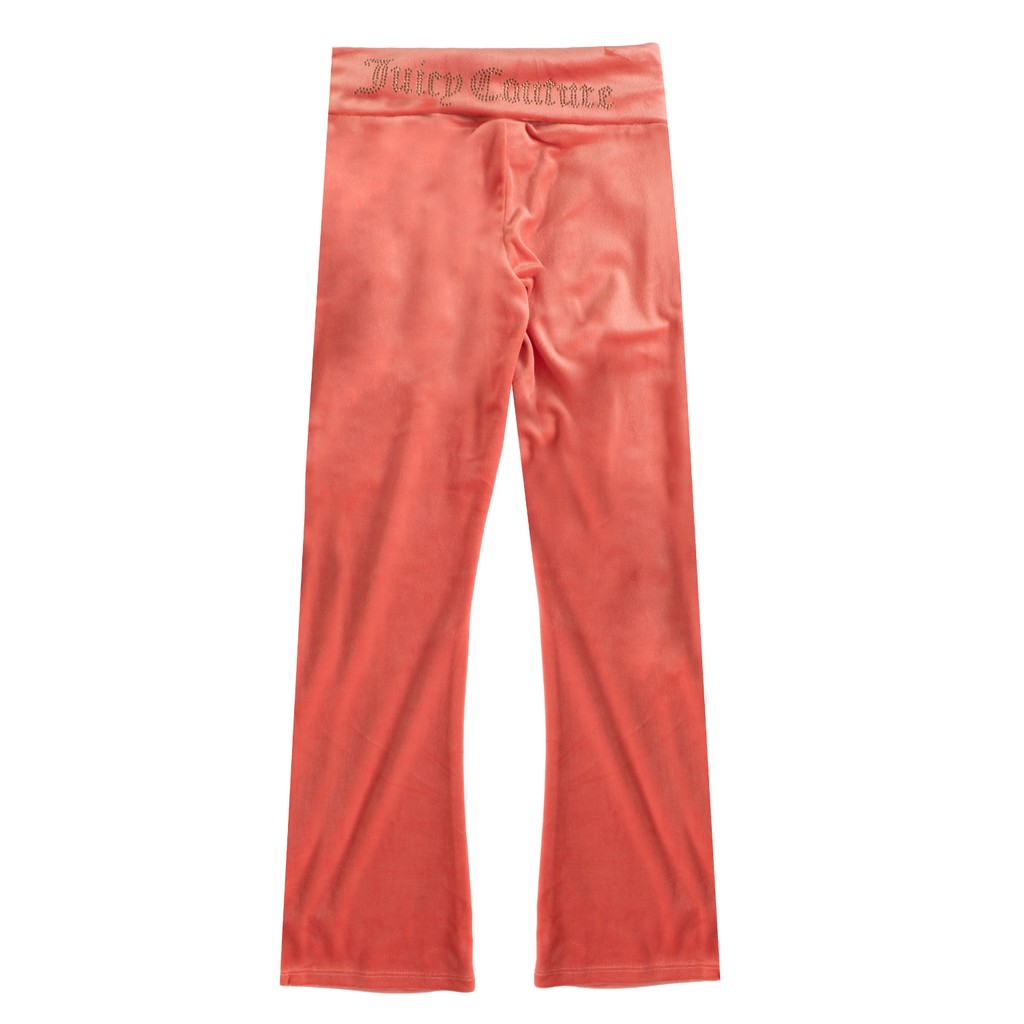 Juicy Couture Kids Chenille broek met strass-logo – Koraal