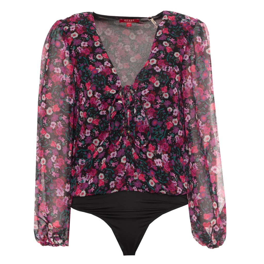Guess Body met V-hals en bloemendessin – Roze
