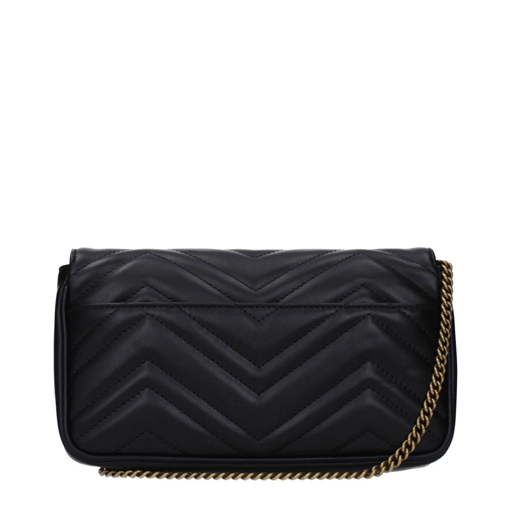 Gucci GG Marmont Platte schoudertas met knoopsluiting – Zwart