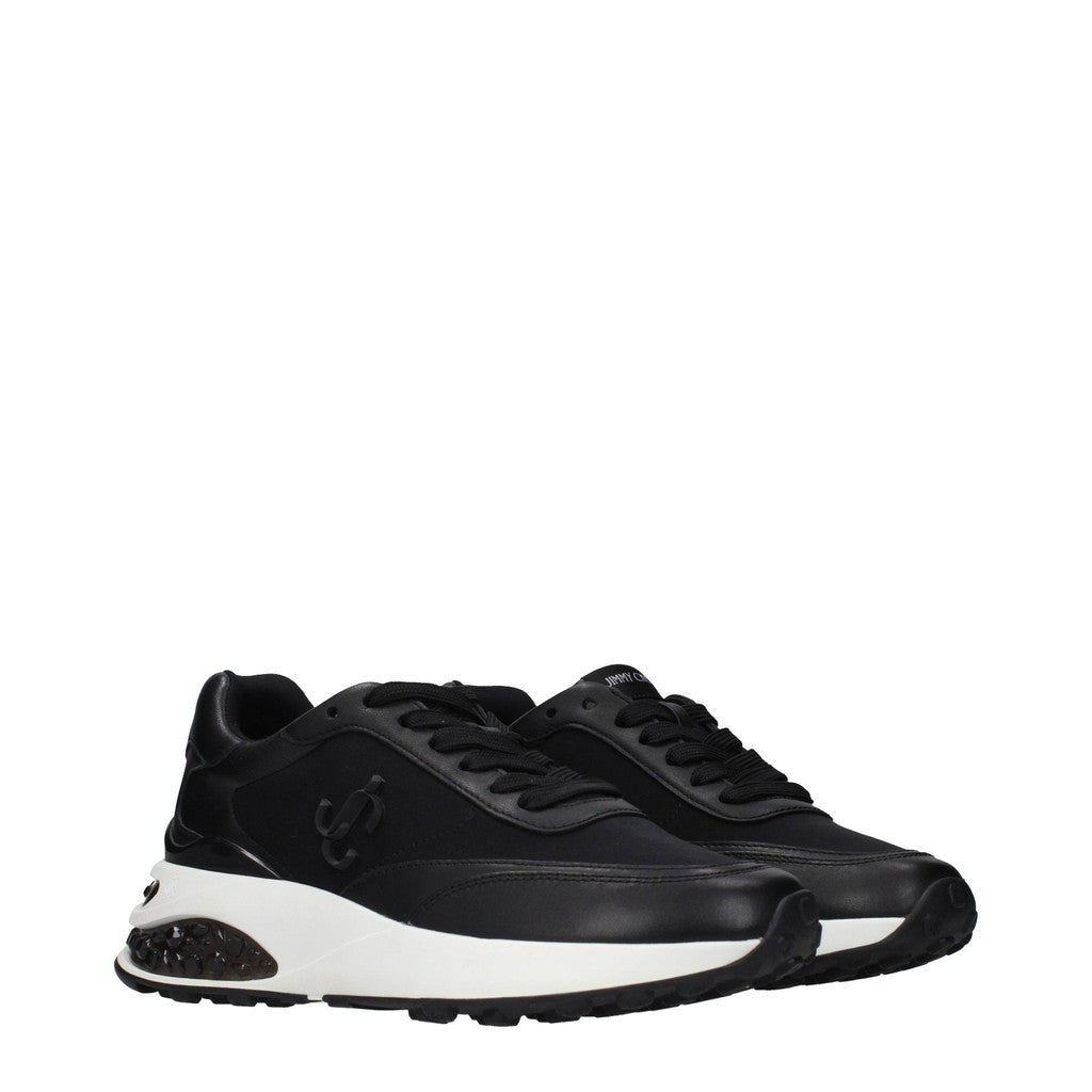 Jimmy Choo Memphis Sneakers van stof en leer met veters – Zwart
