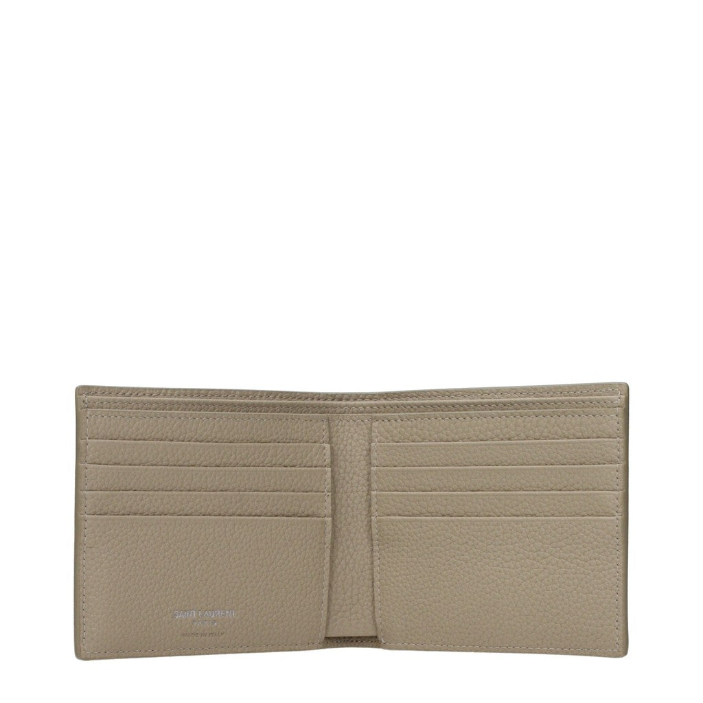 Saint Laurent Compacte portemonnee met acht kaartvakken – Beige