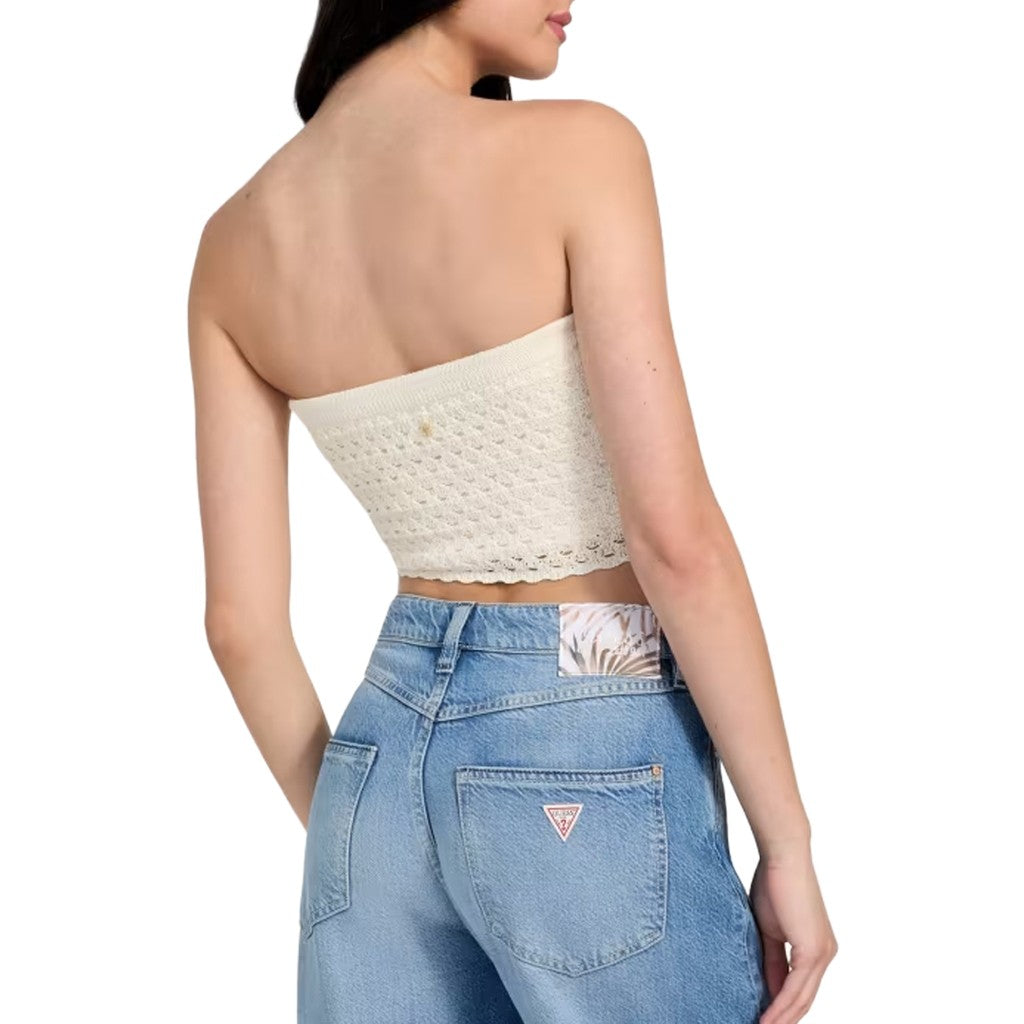 Guess Effen top met logo – Wit