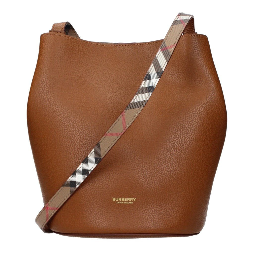 Burberry Crossbodytas van leer en stof – Bruin