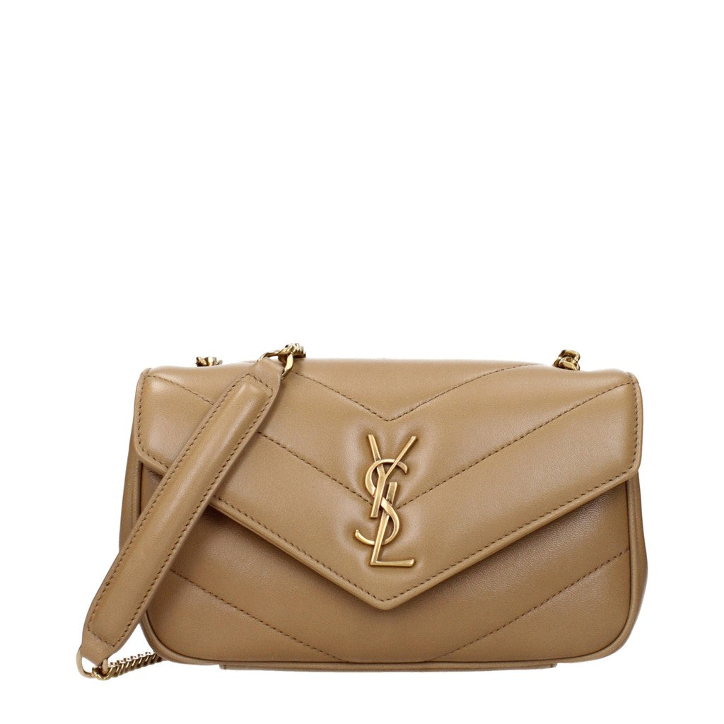Saint Laurent Loulou Kleine schoudertas met kaartvak – Beige