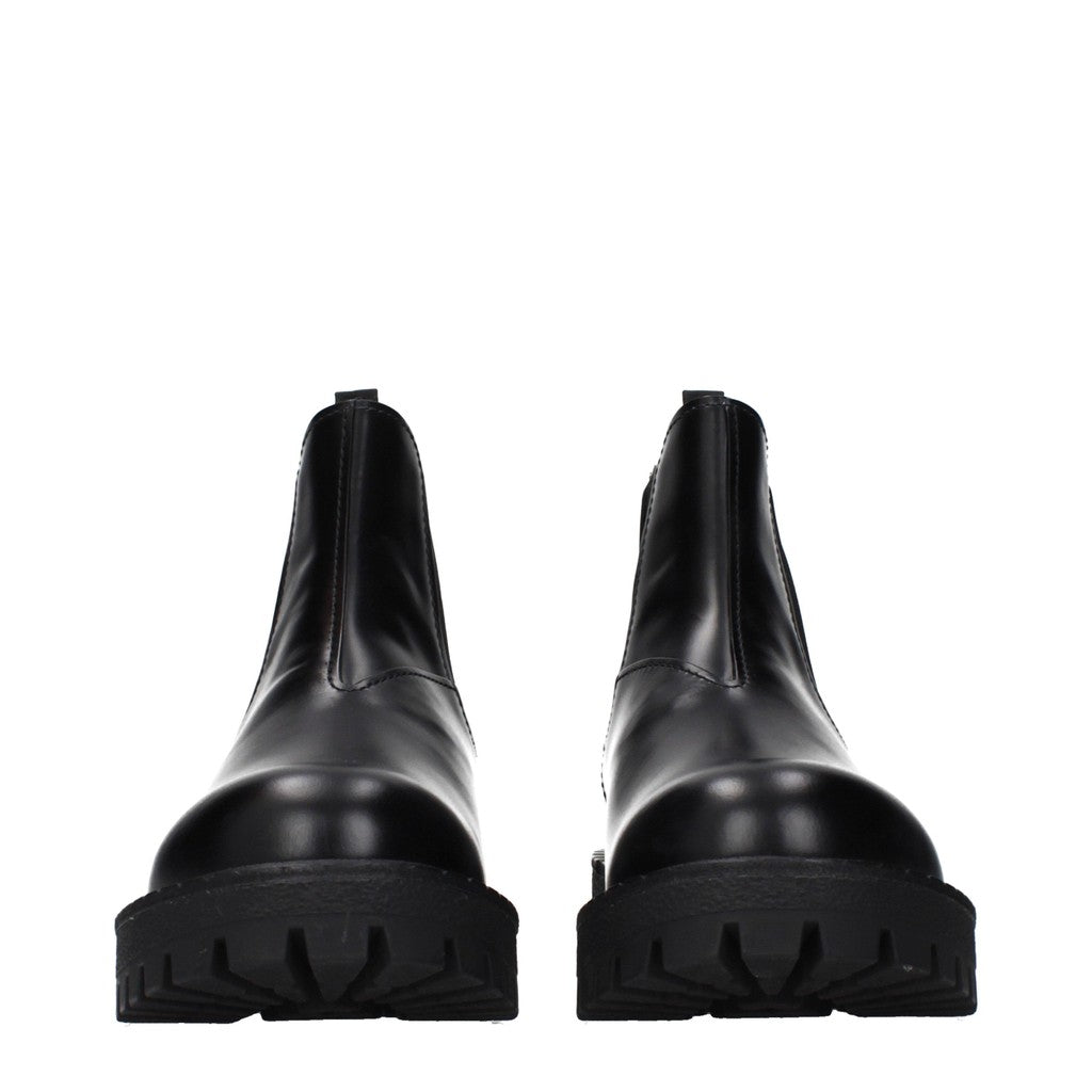 Prada Leren chelsea boots – Zwart