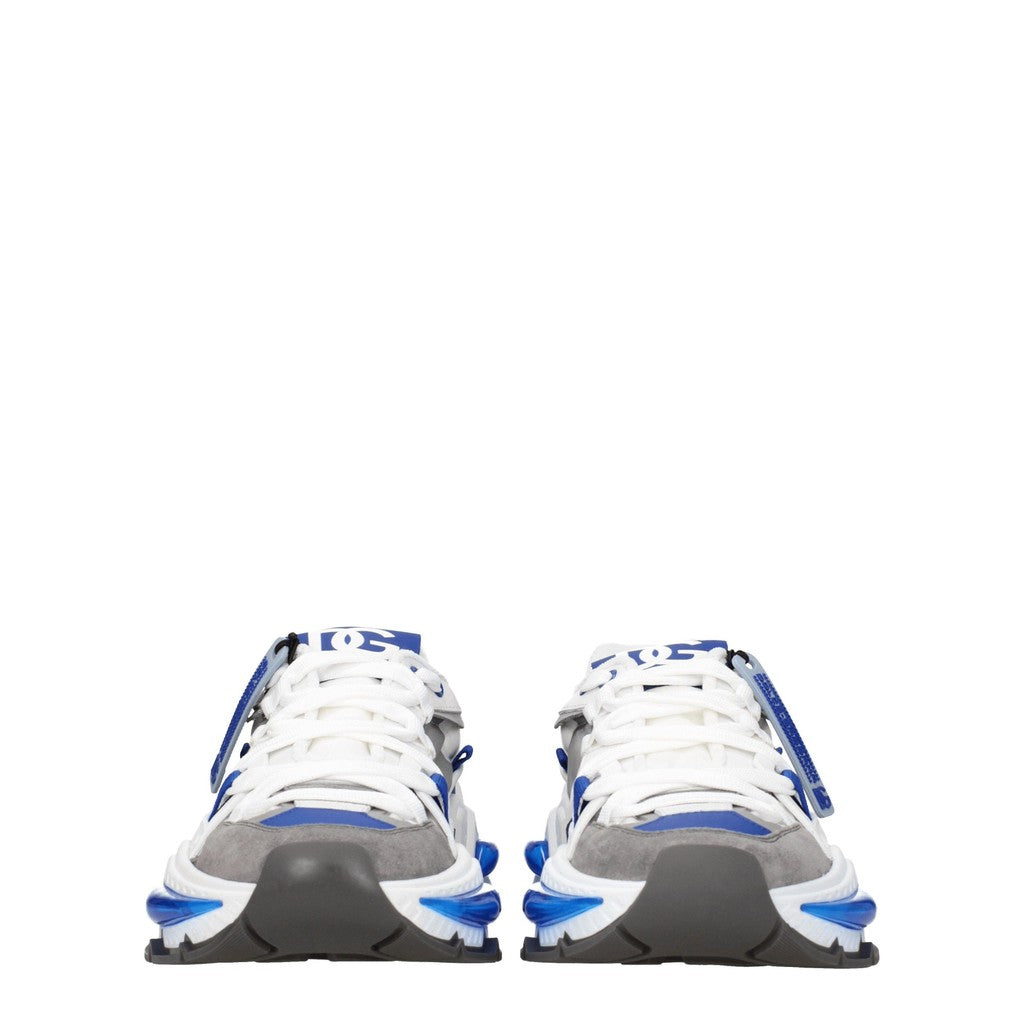 Dolce & Gabbana Sneakers van leer, suède en stof met hak – Wit / Blauw