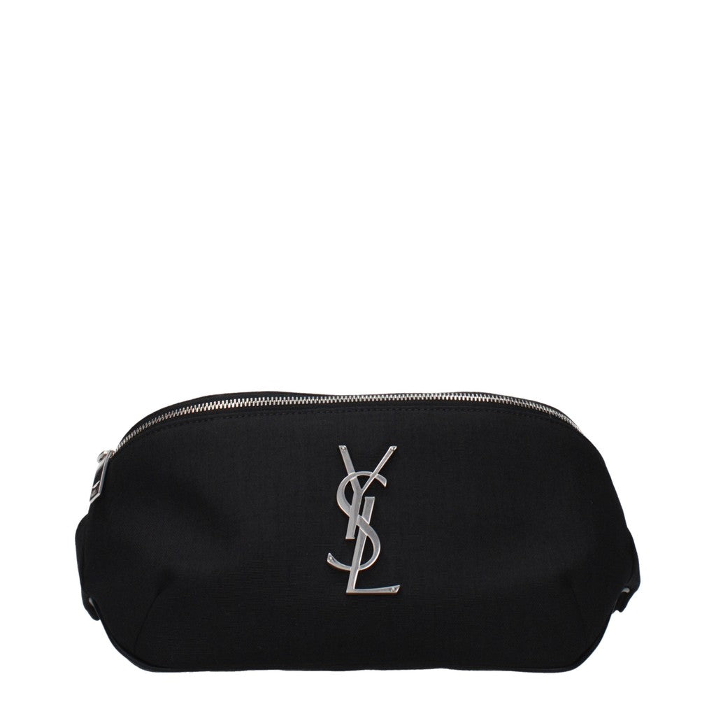 Saint Laurent Heuptas van stof en leer – Zwart