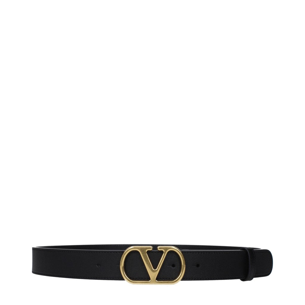 Valentino Garavani Leren riem met goudkleurige details – Zwart