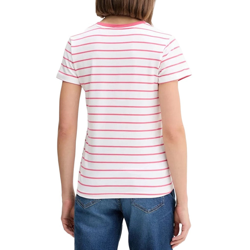 Guess Gestreept T-shirt met logoborduring – Roze