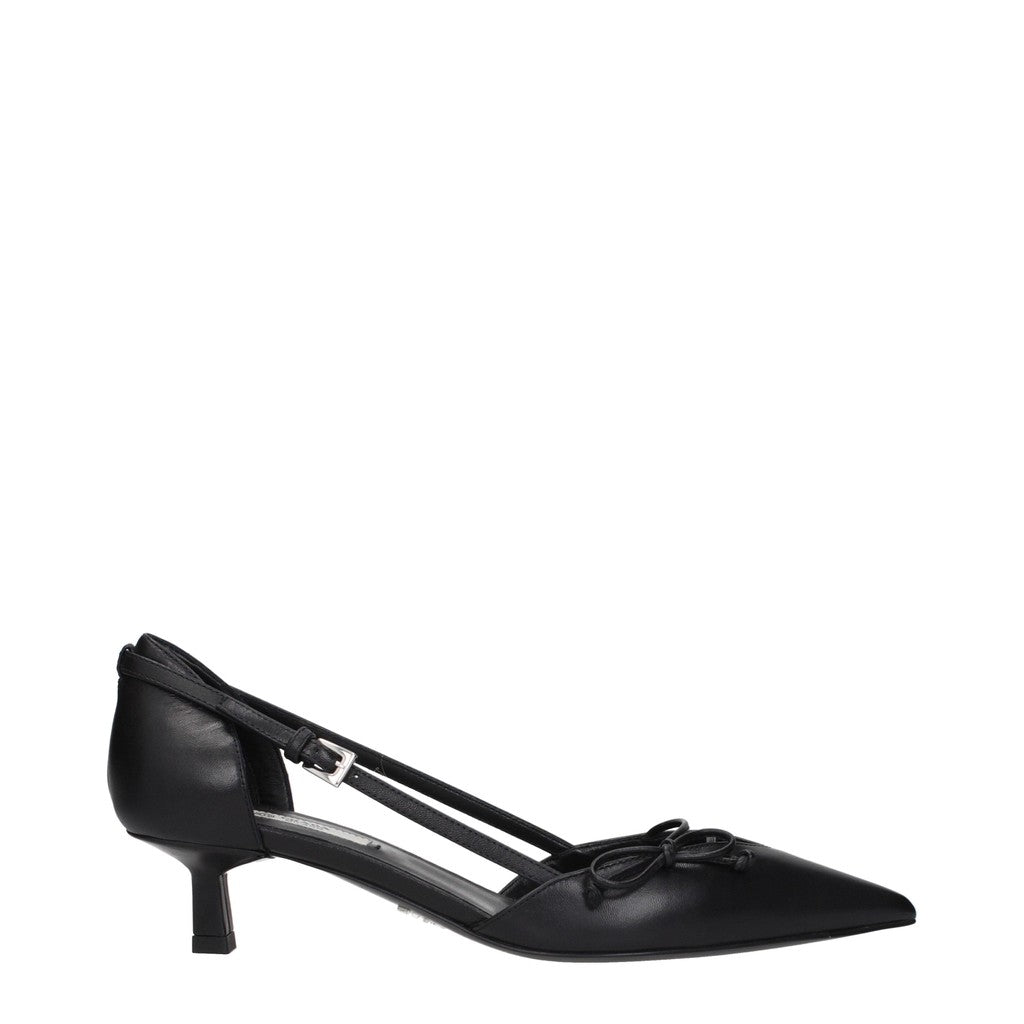 Prada Leren open-side pumps – Zwart