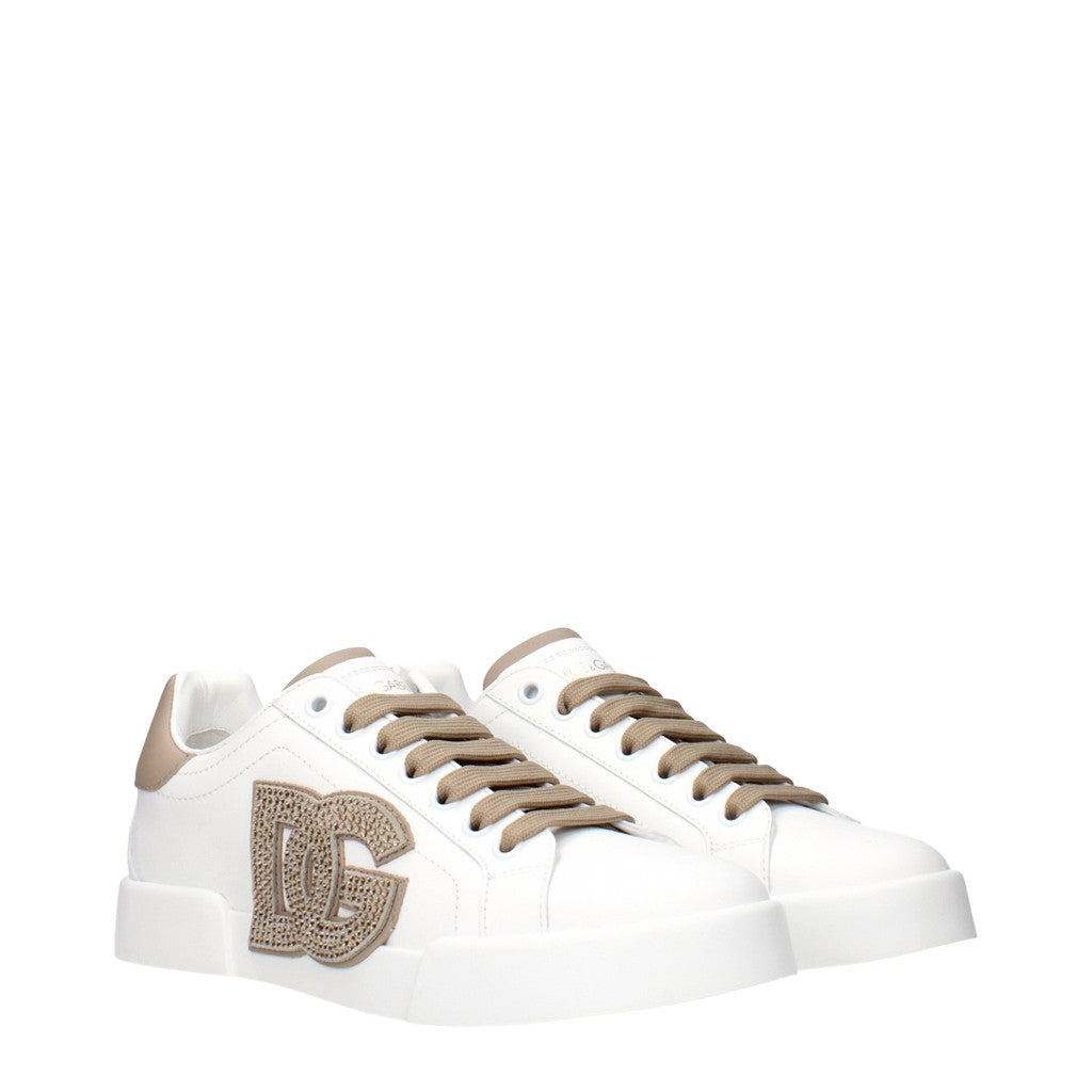 Dolce & Gabbana Sneakers met veters – Wit / Beige