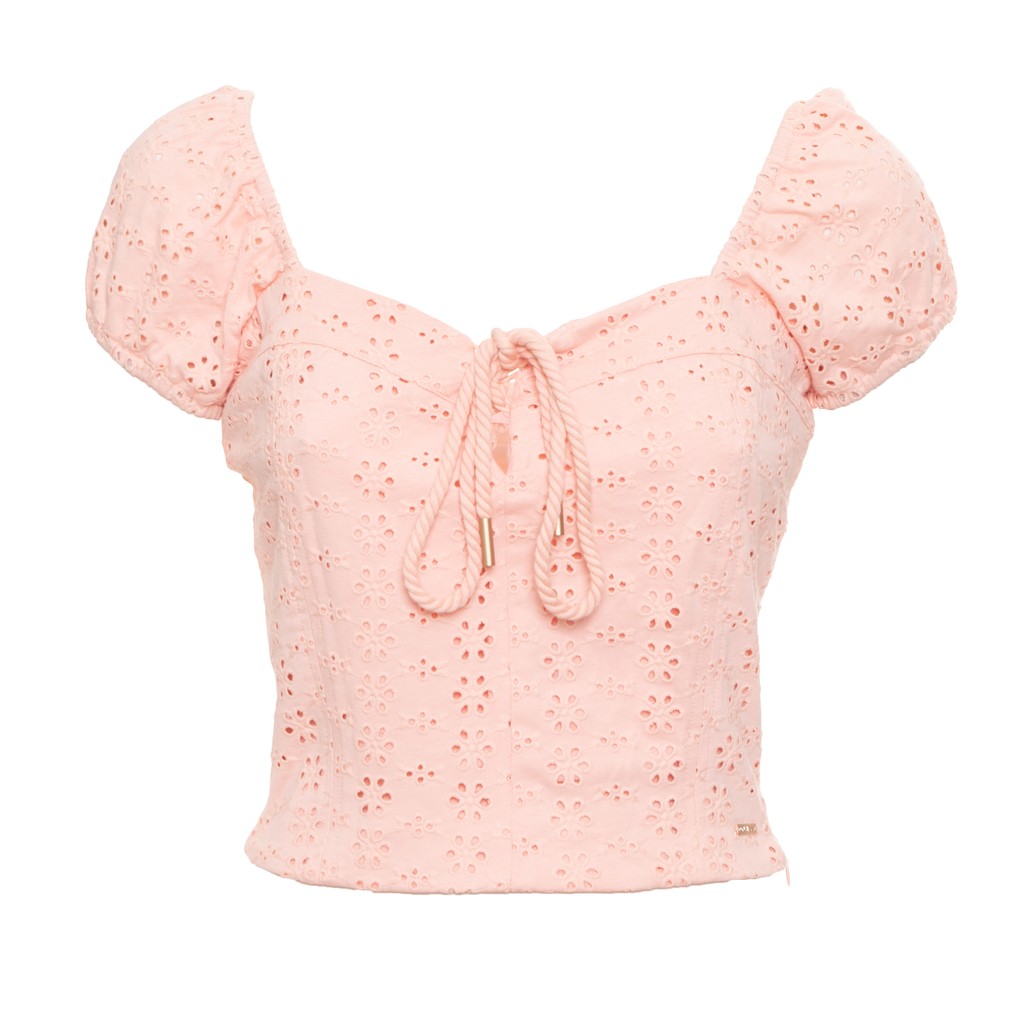 Guess Top met korte mouwen en ritssluiting – Lichtroze