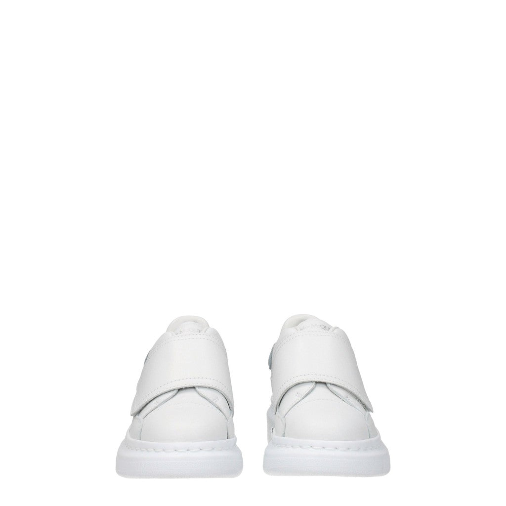 Alexander McQueen Kids Oversized Sneakers van leer en suède – Wit / Lichtblauw