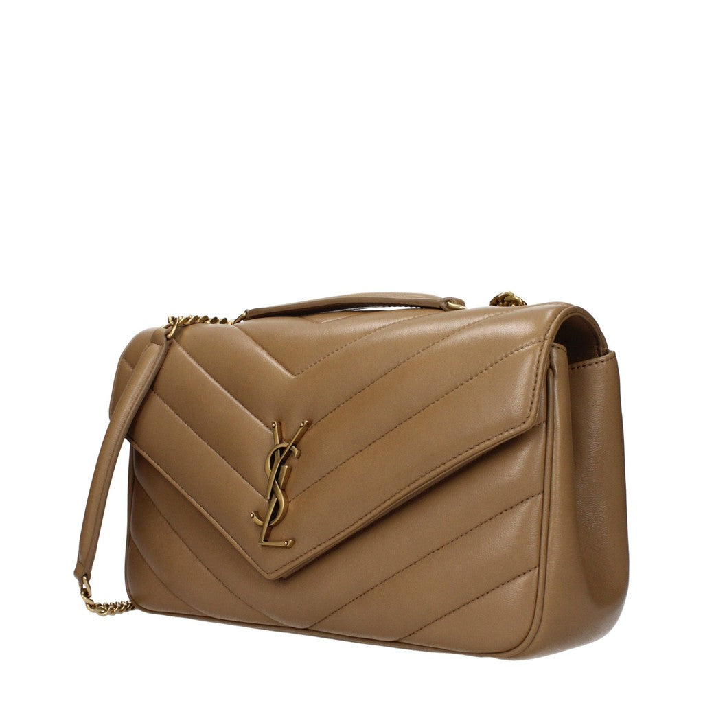 Saint Laurent Loulou Ruime schoudertas met drukknoopsluiting – Bruin