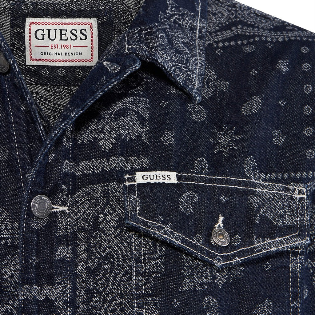 Guess Katoenen jas met knoopsluiting – Donkerblauw
