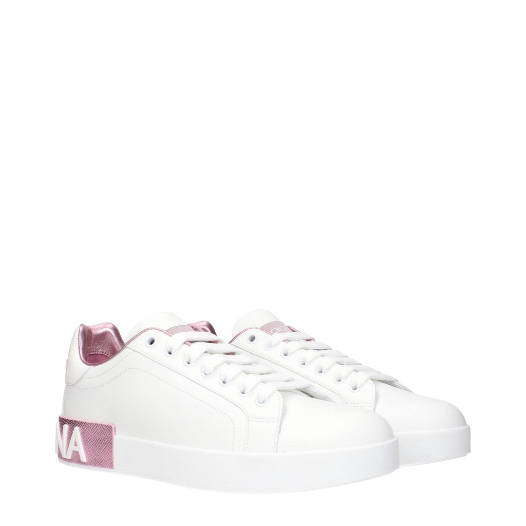 Dolce & Gabbana Leren sneakers – Wit / Roze