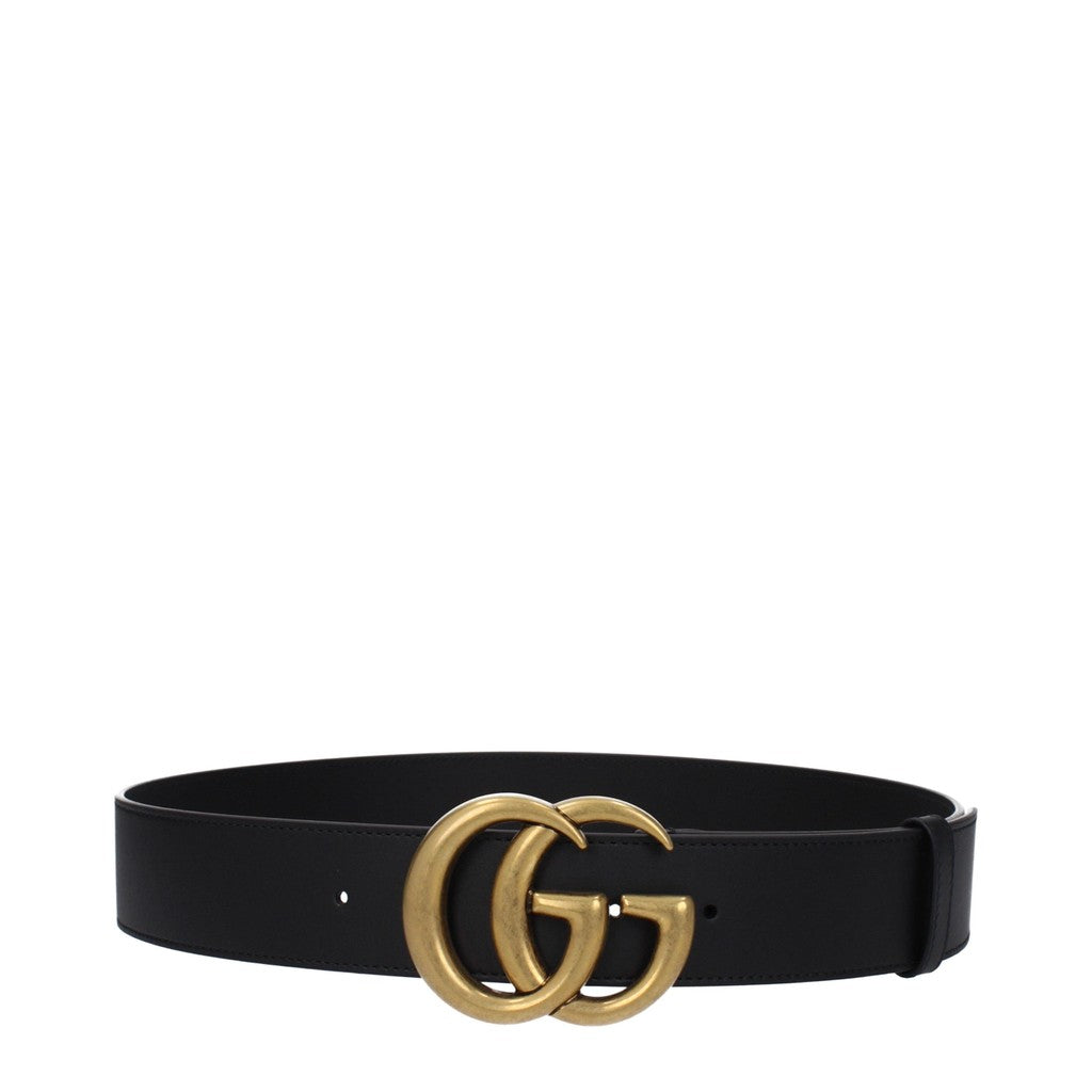 Gucci Leren riem met goudkleurige details – Zwart