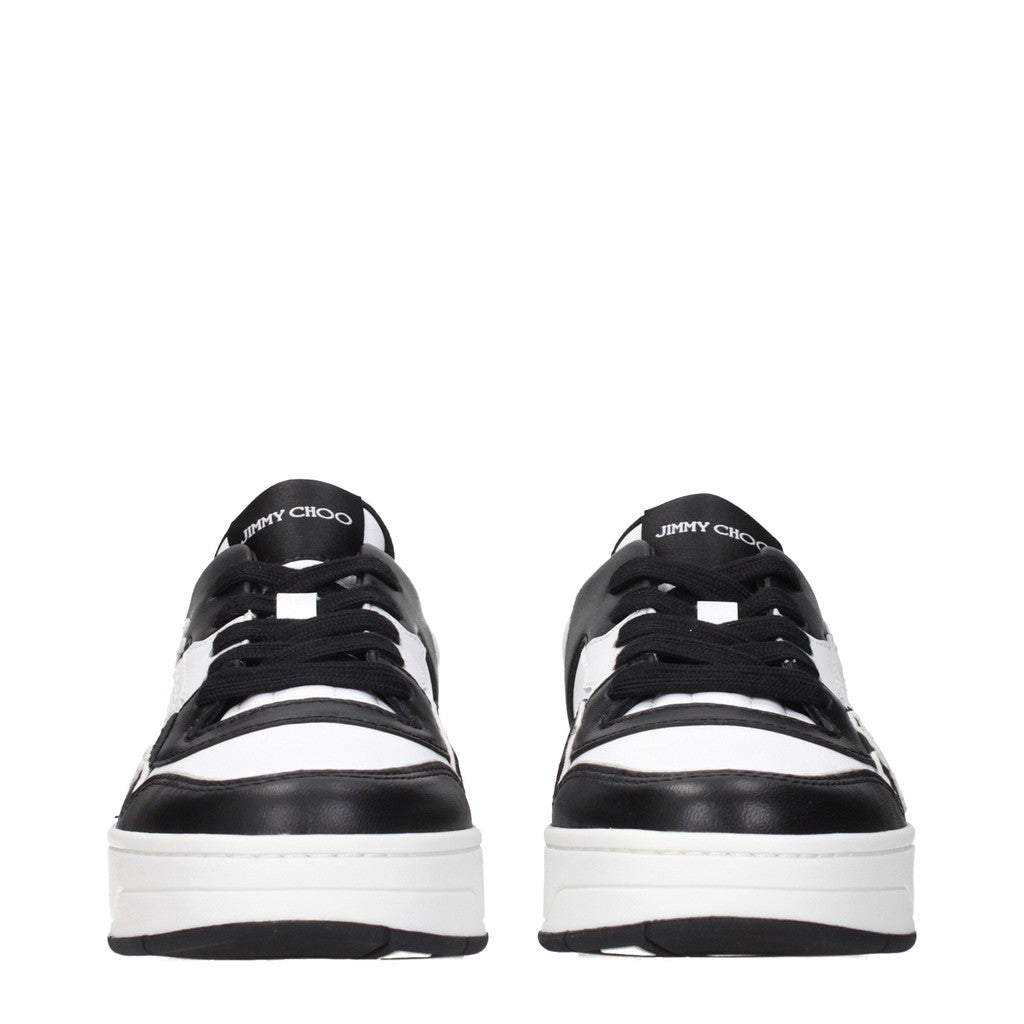 Jimmy Choo Florent Sneakers met vetersluiting en ronde neus – Zwart / Wit