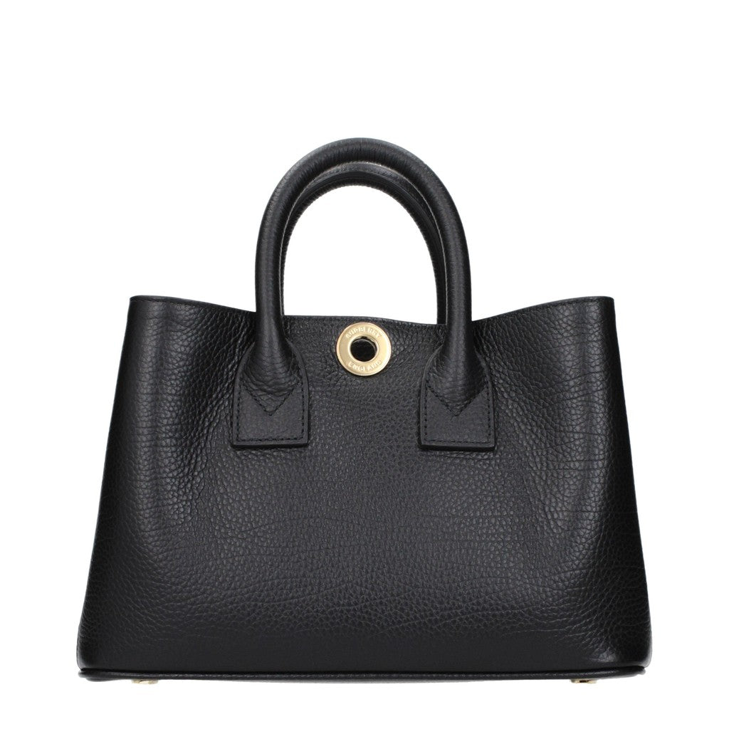Burberry Handtas van leer en stof – Zwart